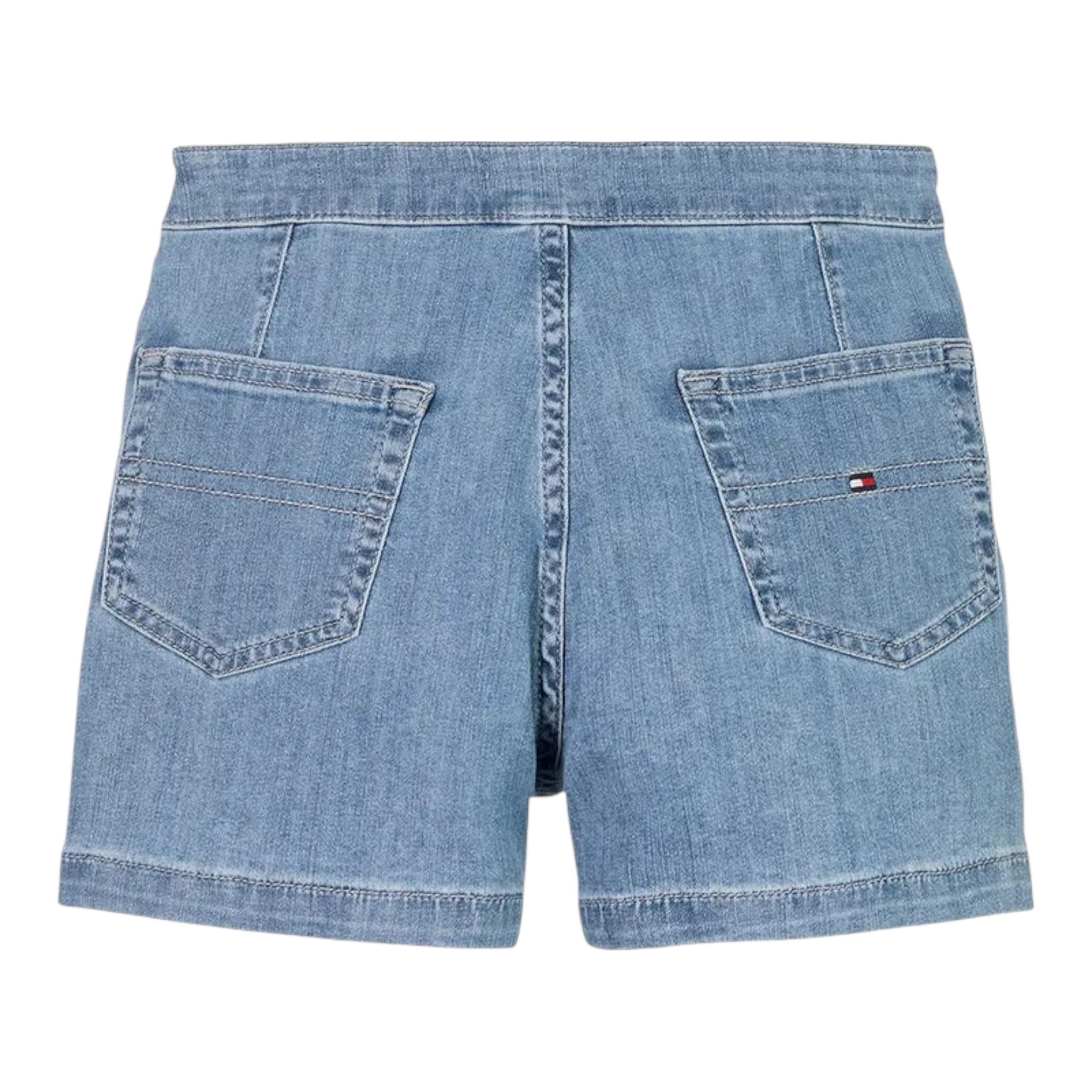 Tommy Hilfiger Short In Denim Tinta Unita con Girovita Regolabile per Bambina KG0KG08451 AZZURRO TOMMY HILFIGER 