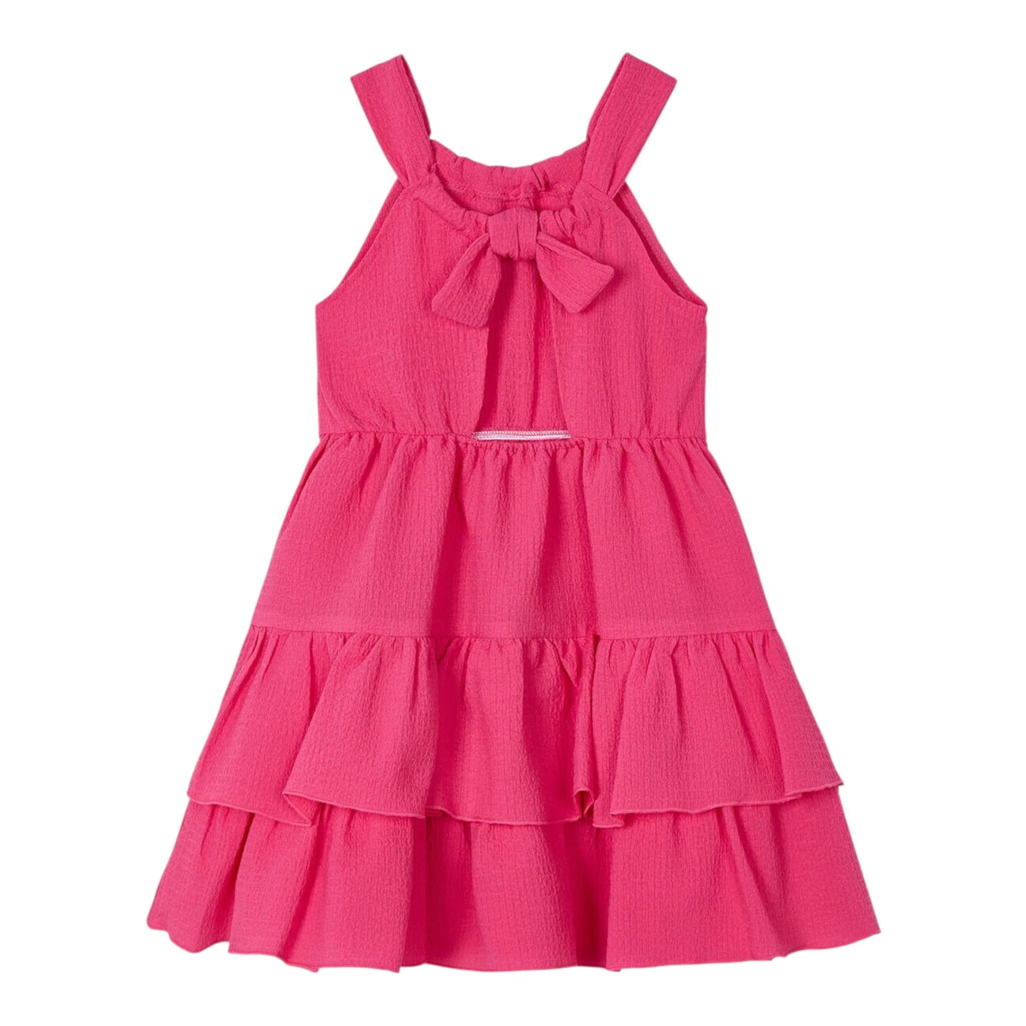 Mayoral Abito Giromanica Tinta Uita con Balze Fuxia per Bambina 3922 FUXIA MAYORAL 