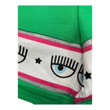 Chiara Ferragni Solid Color Shorts With Print And Elastic Waist Green For Girls