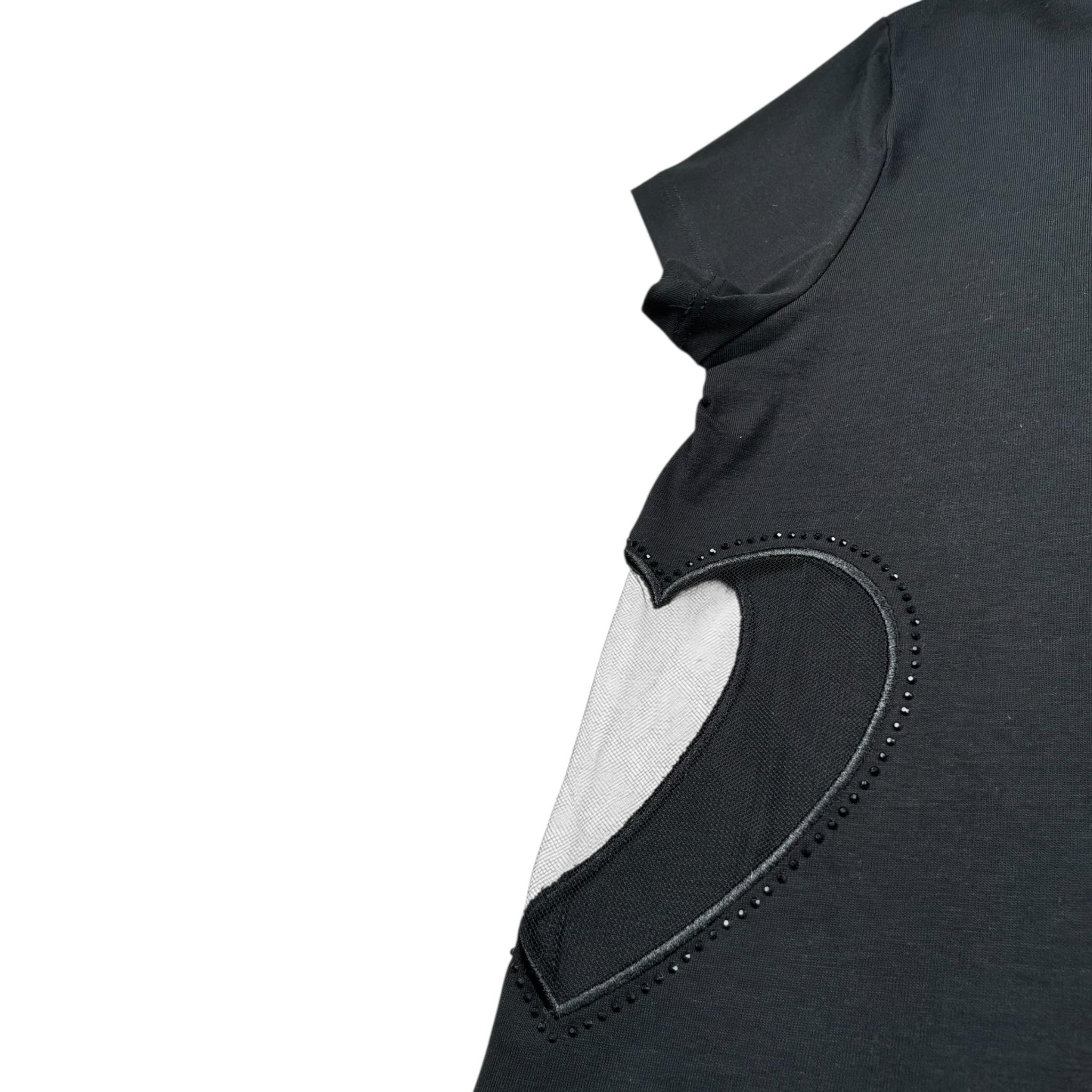 Liu Jo T-Shirt Girocollo Tinta Unita con Applicazione per Bambina GA5067XXXX NERO LIU JO 