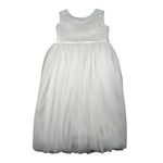 Les Gamins Abito Giromanica Tinta Unita con Tulle per Bambina 23101 BIANCO LES GAMINS 