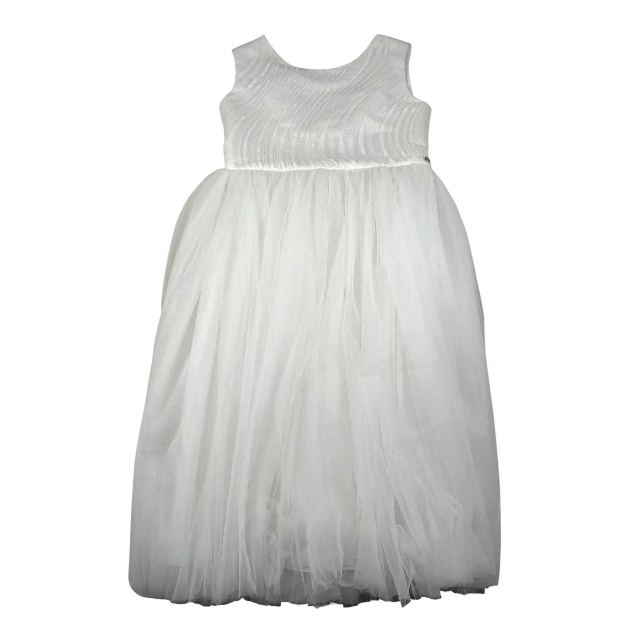 Les Gamins Abito Giromanica Tinta Unita con Tulle per Bambina 23101 BIANCO LES GAMINS 