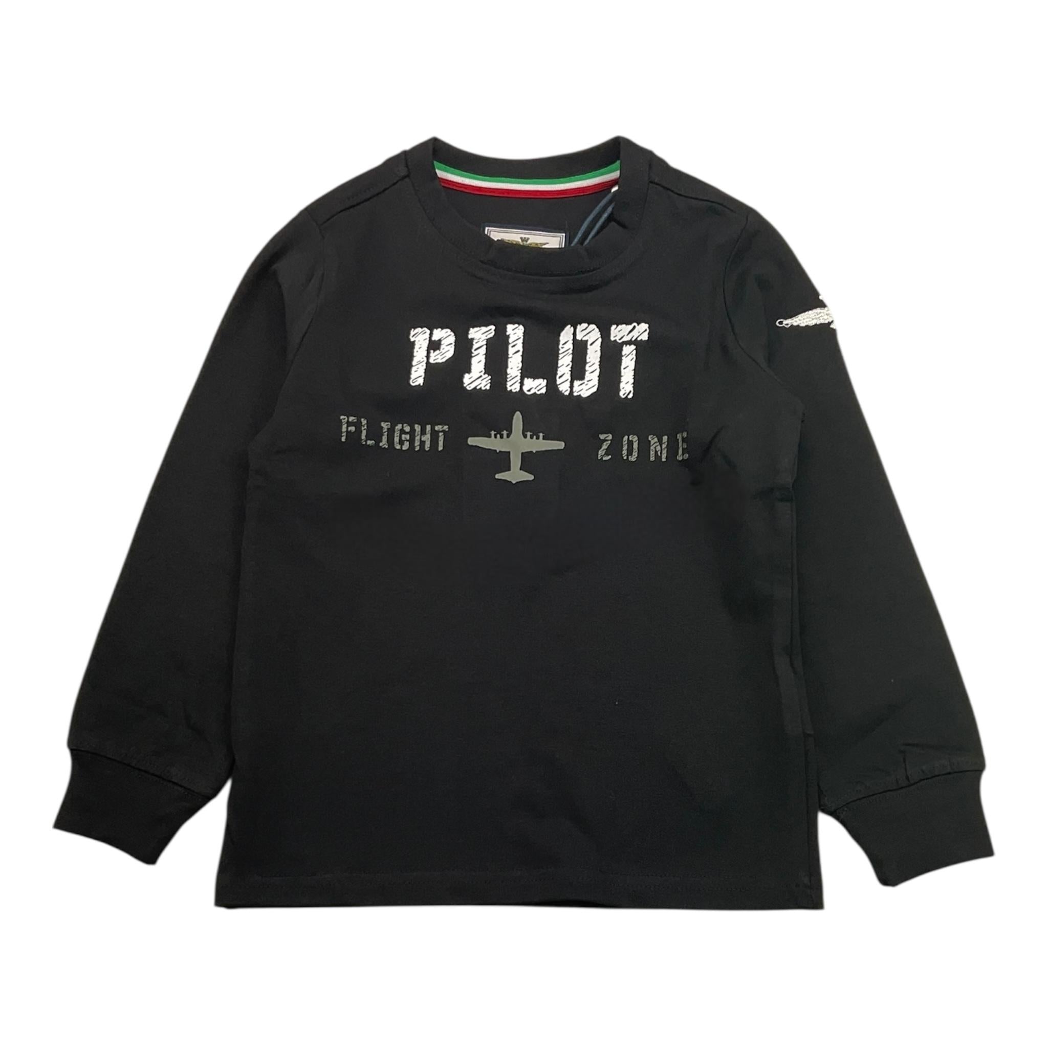 AERONAUTICA MILITARE shirt girocollo tinta unita con stampa Nero per Neonato 242TS0002AJRJ664N NERO AERONAUTICA MILITARE 