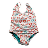 Whitewhale Solid Color One Piece Swimsuit With White Pattern For Girls