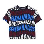 DOLCE & GABBANA t-shirt girocollo tinta unita con stampa Blu per Bambino L4JTHV BLU DOLCE & GABBANA 