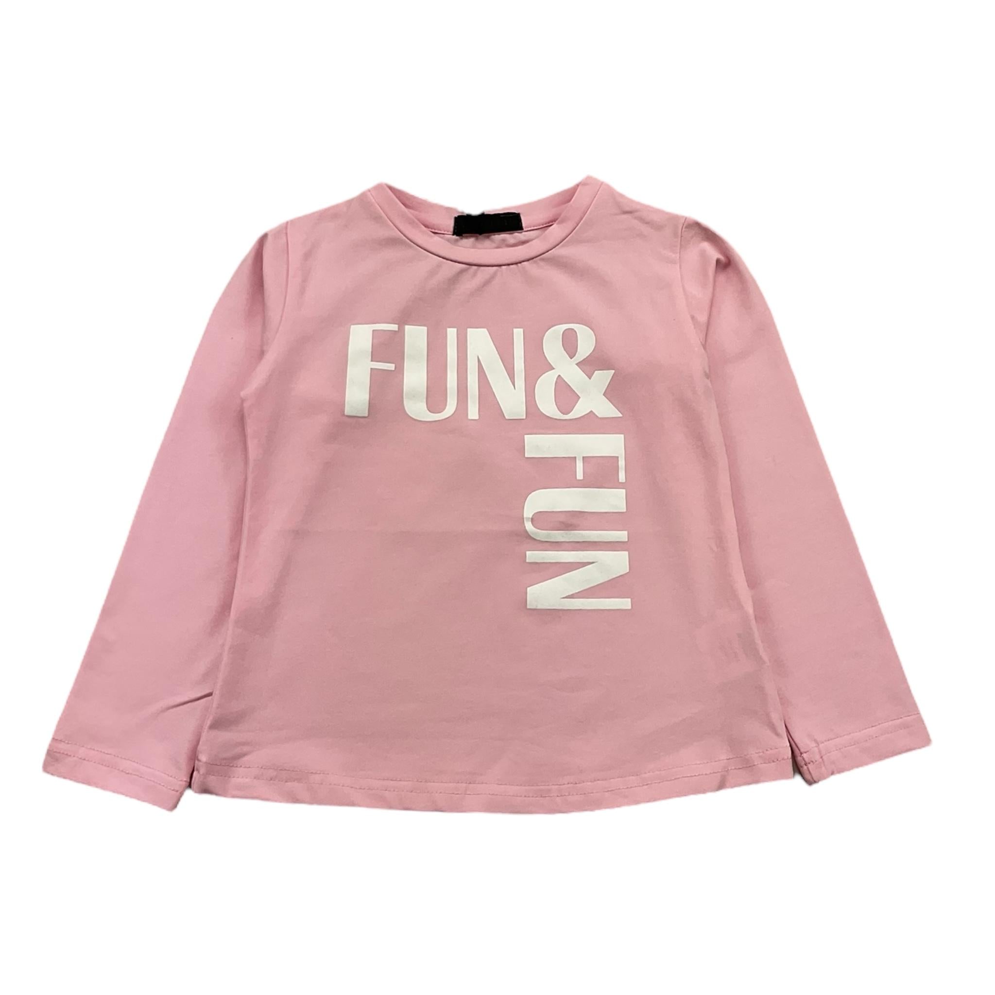 FUN & FUN shirt girocollo tinta unita cn logo Rosa per Neonata FNBTS12831 ROSA FUN & FUN 
