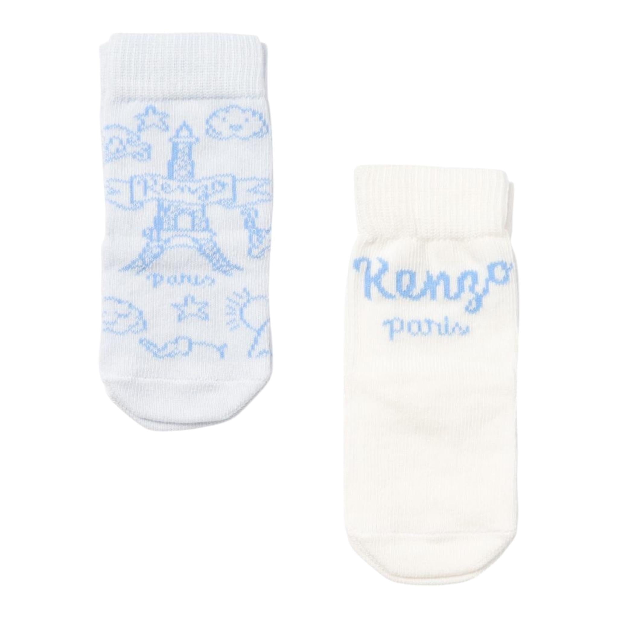 KENZO set calzini bicolore Bianco/azzurro per Neonato K60593 BIANCO/AZZURRO KENZO 