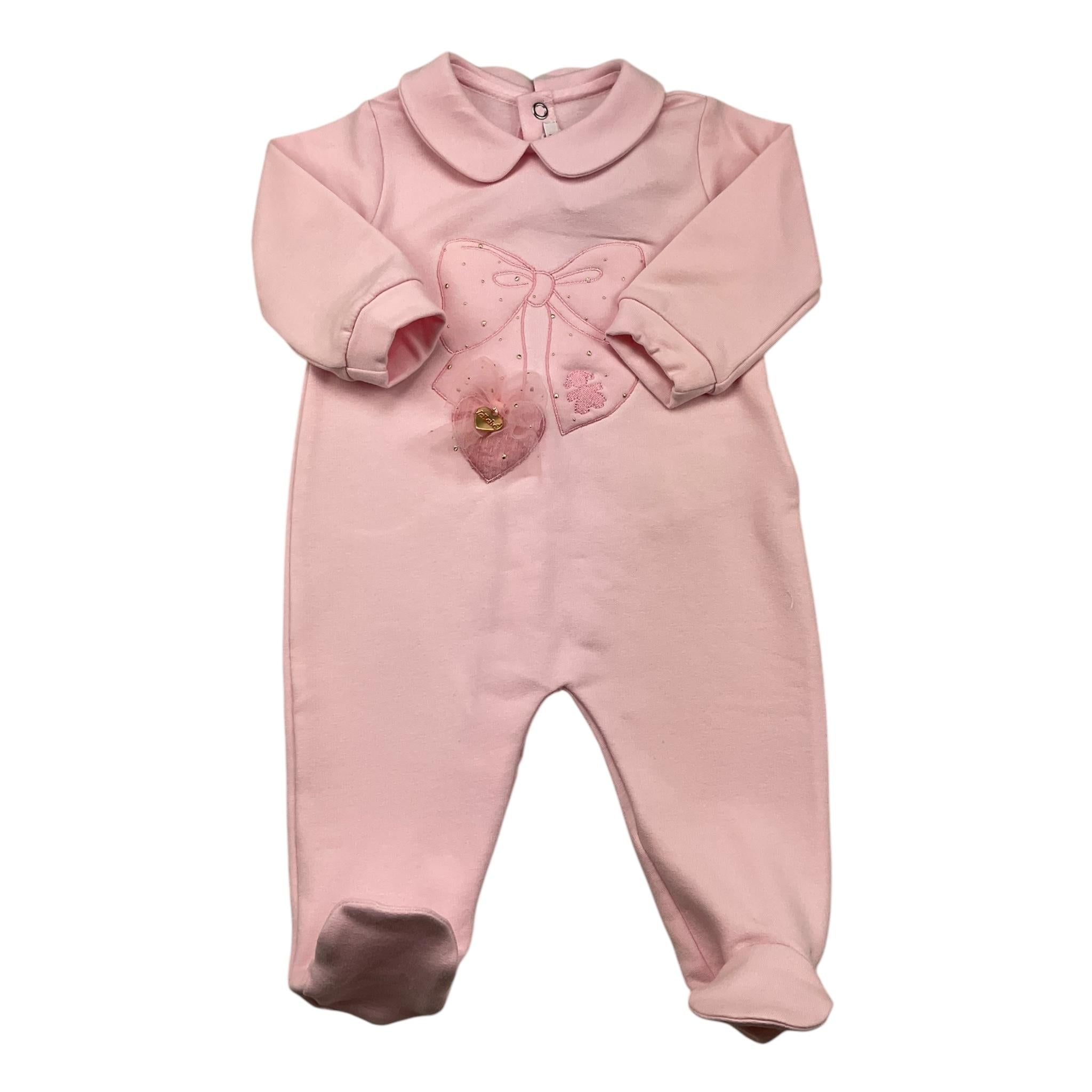 LE BEBE' tutina manica lunga tinta unita cn stampa orso Rosa per Neonata LBG5374 ROSA LE BEBE' 
