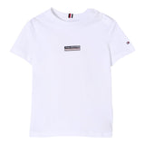 Tommy Hilfiger T-Shirt Girocollo Tinta Unita con Logo per Bambino KB0KB09362 BIANCO TOMMY HILFIGER 