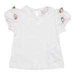 Monnalisa T-Shirt Girocollo Tinta Unita con Applicazioni per Neonata 31E604XN BIANCO MONNALISA 