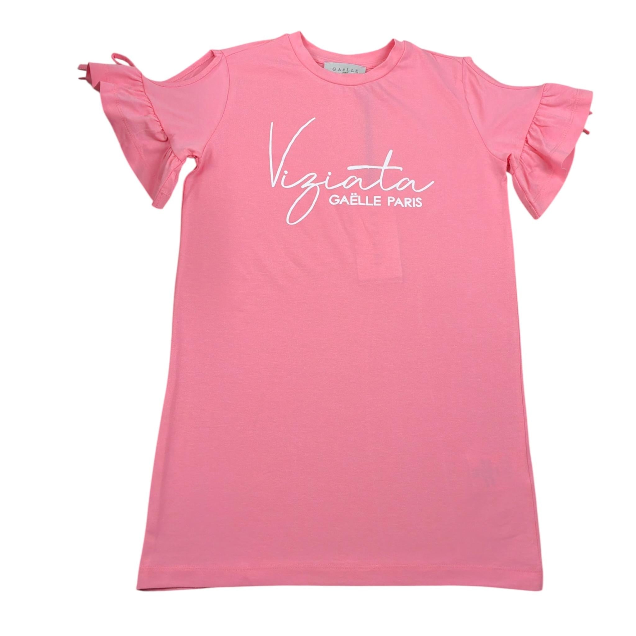Gaelle Abito tinta unita con Stampa Rosa per Bambina 2746V00496 ROSA GAELLE 
