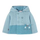 BOBOLI cardigan tinta unita con cappuccio e stampa Azzurro per Neonato 109123 AZZURRO BOBOLI 
