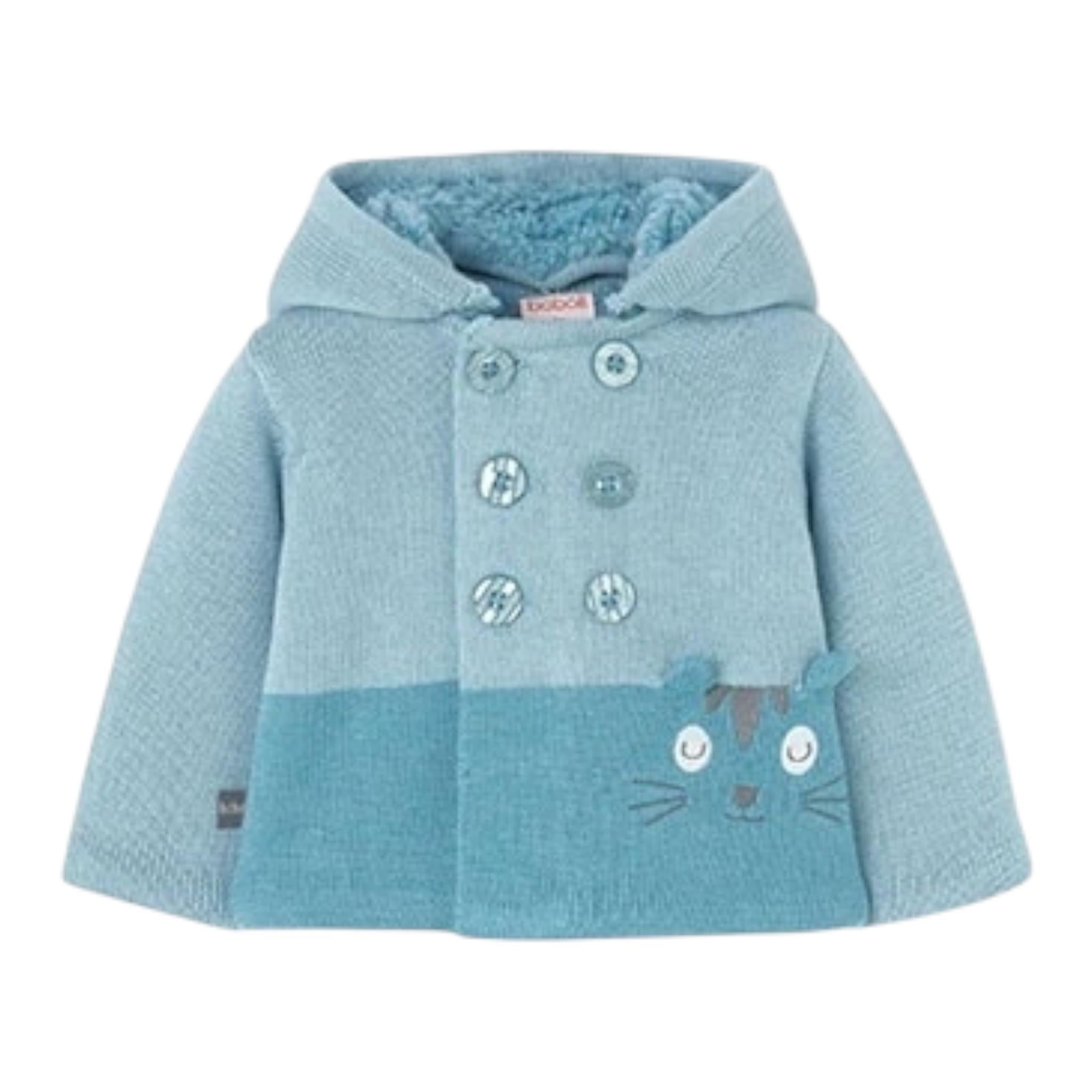 BOBOLI cardigan tinta unita con cappuccio e stampa Azzurro per Neonato 109123 AZZURRO BOBOLI 
