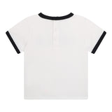Carre'Ment Beau T-Shirt Crew Neck Solid Color With Contrast Print White For Newborns
