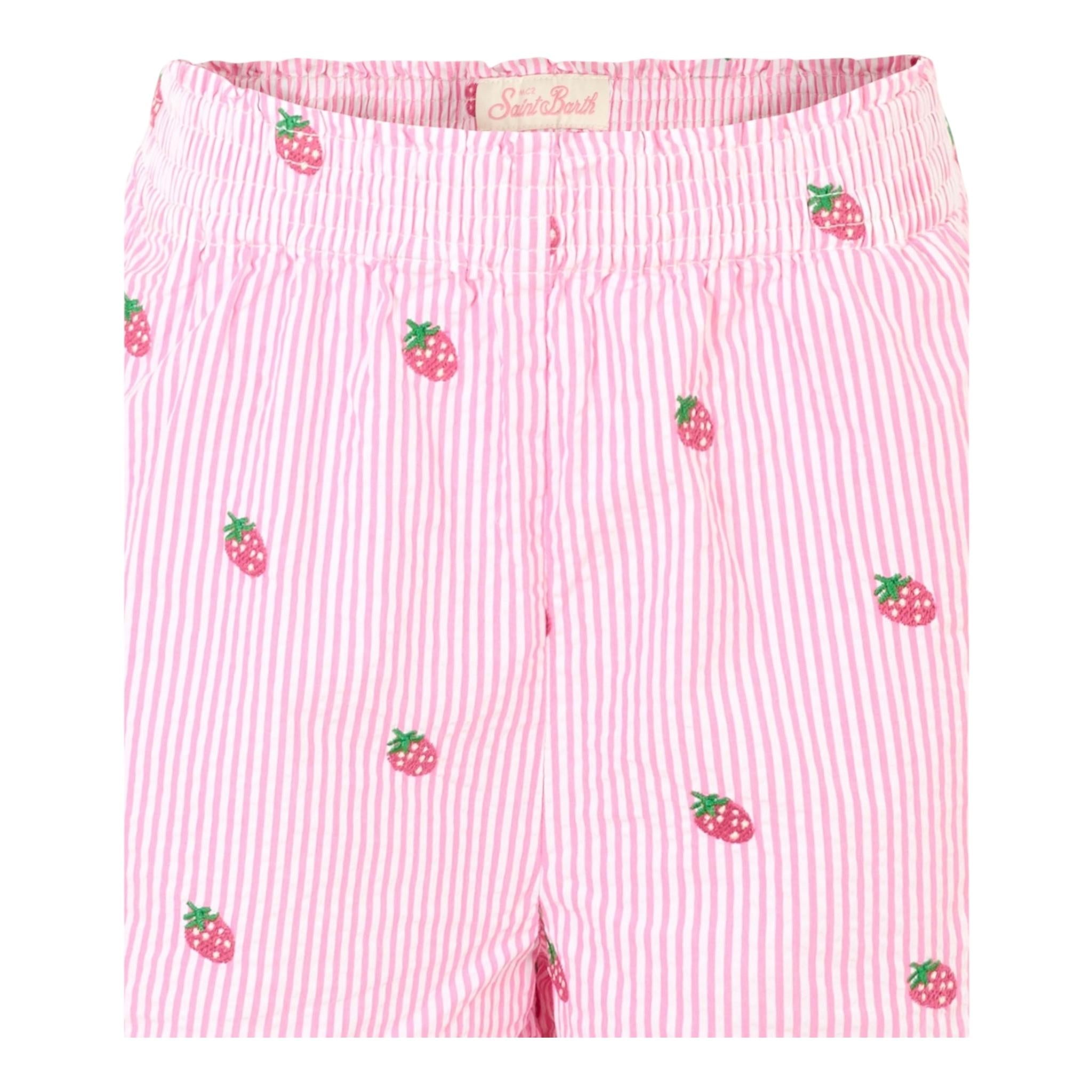 Saint Barth Short Bicolore con Fantasia A Righe per Bambina MEA001X BIANCO/ROSA SAINT BARTH 