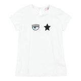 Chiara Ferragni Solid Color Crew Neck T-Shirt With White Print For Baby Girl