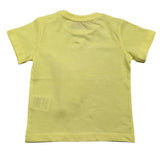 Cesare Paciotti Solid Color Crew Neck T-Shirt with Yellow Logo Print for Newborns