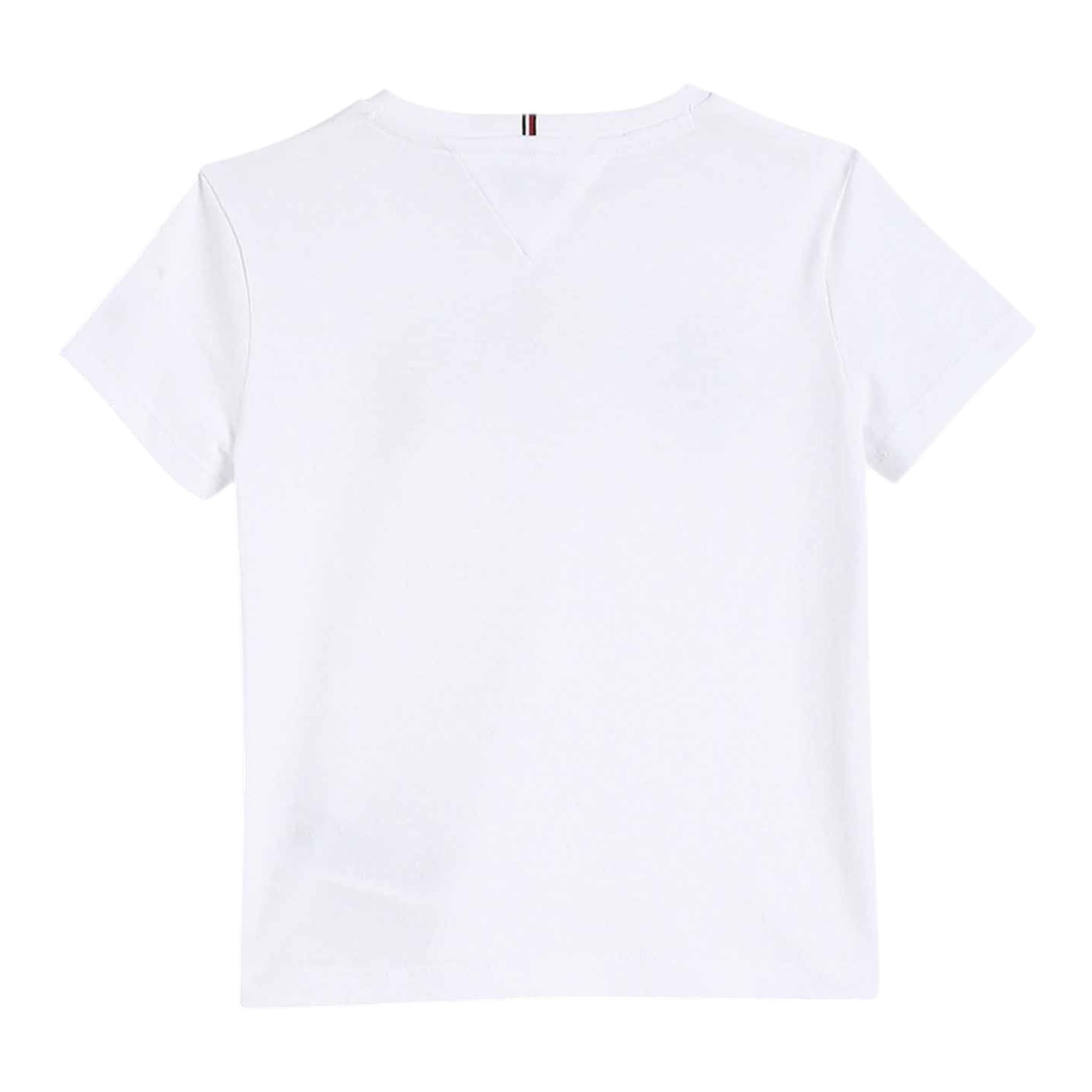 Tommy Hilfiger T-Shirt Girocollo Tinta Unita con Logo per Bambina KG0KG08525 BIANCO TOMMY HILFIGER 