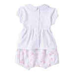 Minibanda Completo 2 Pezzi Short-T-Shirt Tinta Unita con Stampa Farfalle per Neonata 3B760 BIANCO MINIBANDA 