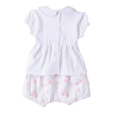 Minibanda Completo 2 Pezzi Short-T-Shirt Tinta Unita con Stampa Farfalle per Neonata 3B760 BIANCO MINIBANDA 