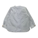 Zhoe &amp; Tobiah Two-Tone Shirt With Mandarin Collar And Striped Pattern White/Blue For Boys