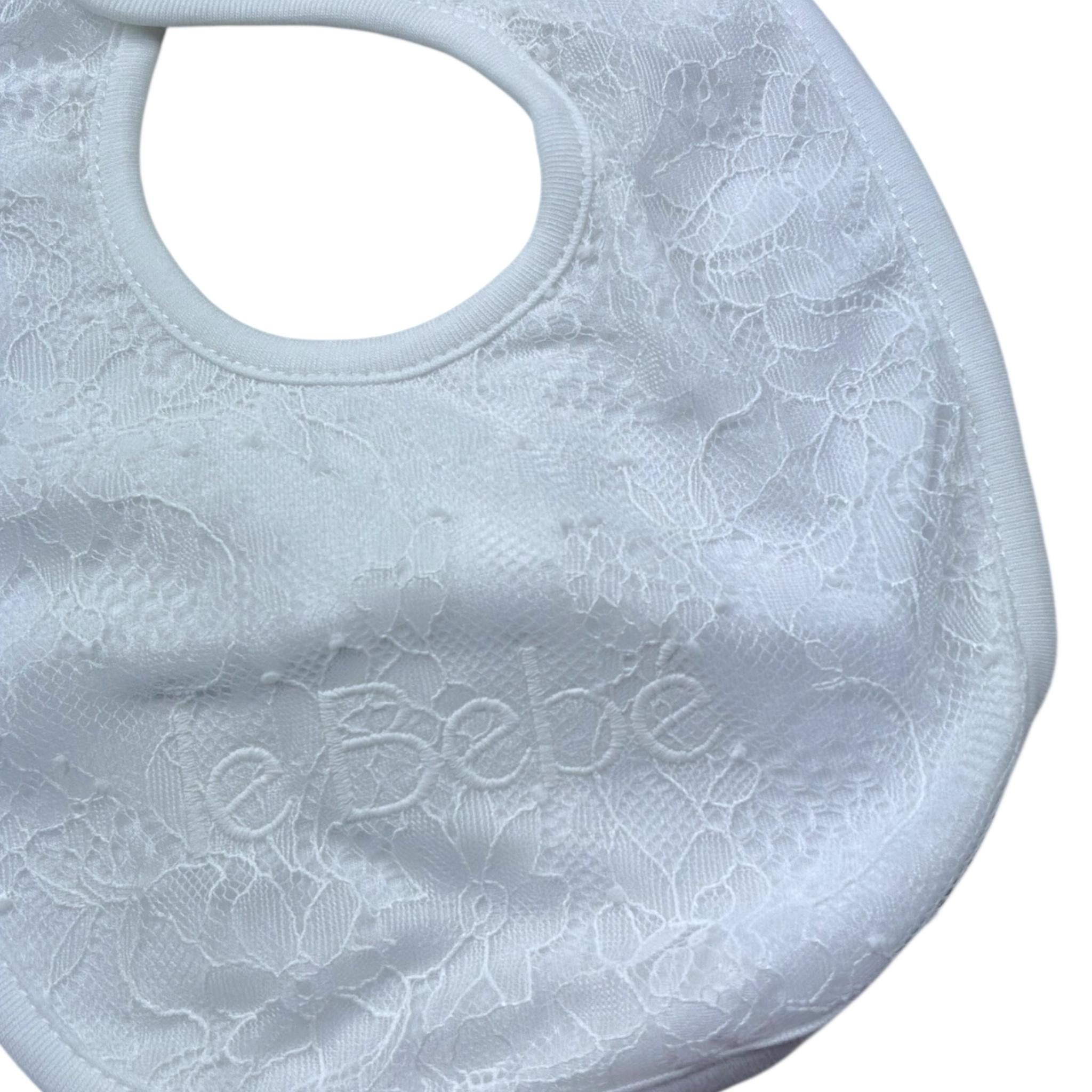Le Bebe' Bavetta Tinta Unita con Stampa per Neonata LBG6331 BIANCO LE BEBE' 