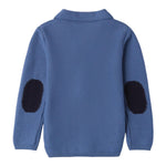 SARABANDA giacca in maglia tinta unita con toppe Blu per Bambino 0A104 BLU SARABANDA 