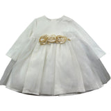Le Bebe Abito Manica Lunga Tinta Unita con Gonna In Tulle per Neonata LBG1047 BIANCO LE BEBE 