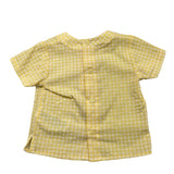 Paz Rodriguez Solid Color Shirt Half Sleeve With Yellow Check Pattern For Newborn