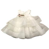 Mimilu' Solid Color Sleeveless Ceremony Dress With White Belt For Newborns