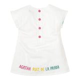Agatha Ruiz Half Sleeve Dress With White Tulle Applique For Baby Girl