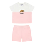 Moschino Completo 2 Pezzi T-Shirt-Bermuda Bicolore per Neonata MUG01FA ROSA MOSCHINO 