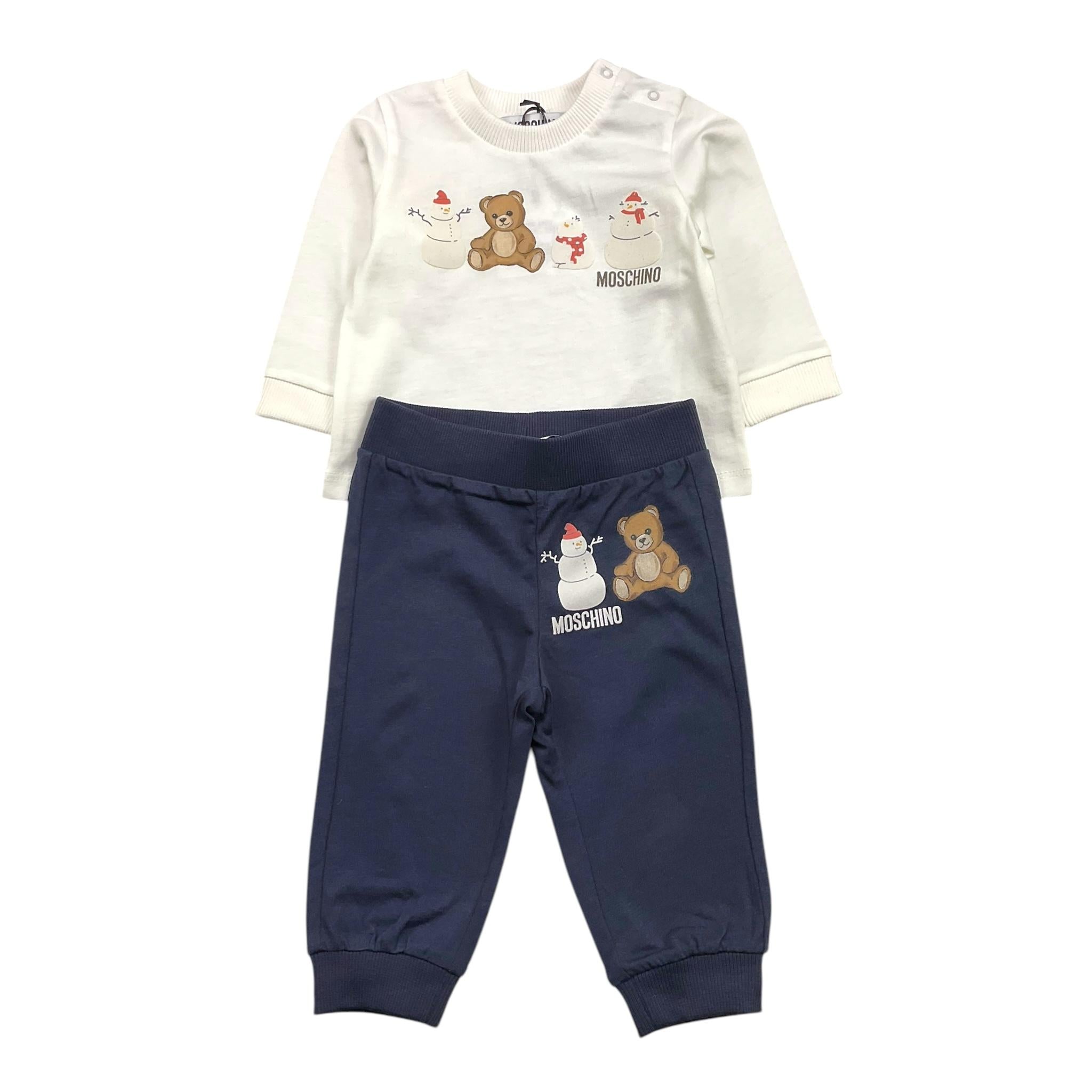 MOSCHINO completo 2pz bicolore shirt-pantalone Bianco/blu per Neonato MYK02F BIANCO/BLU MOSCHINO 
