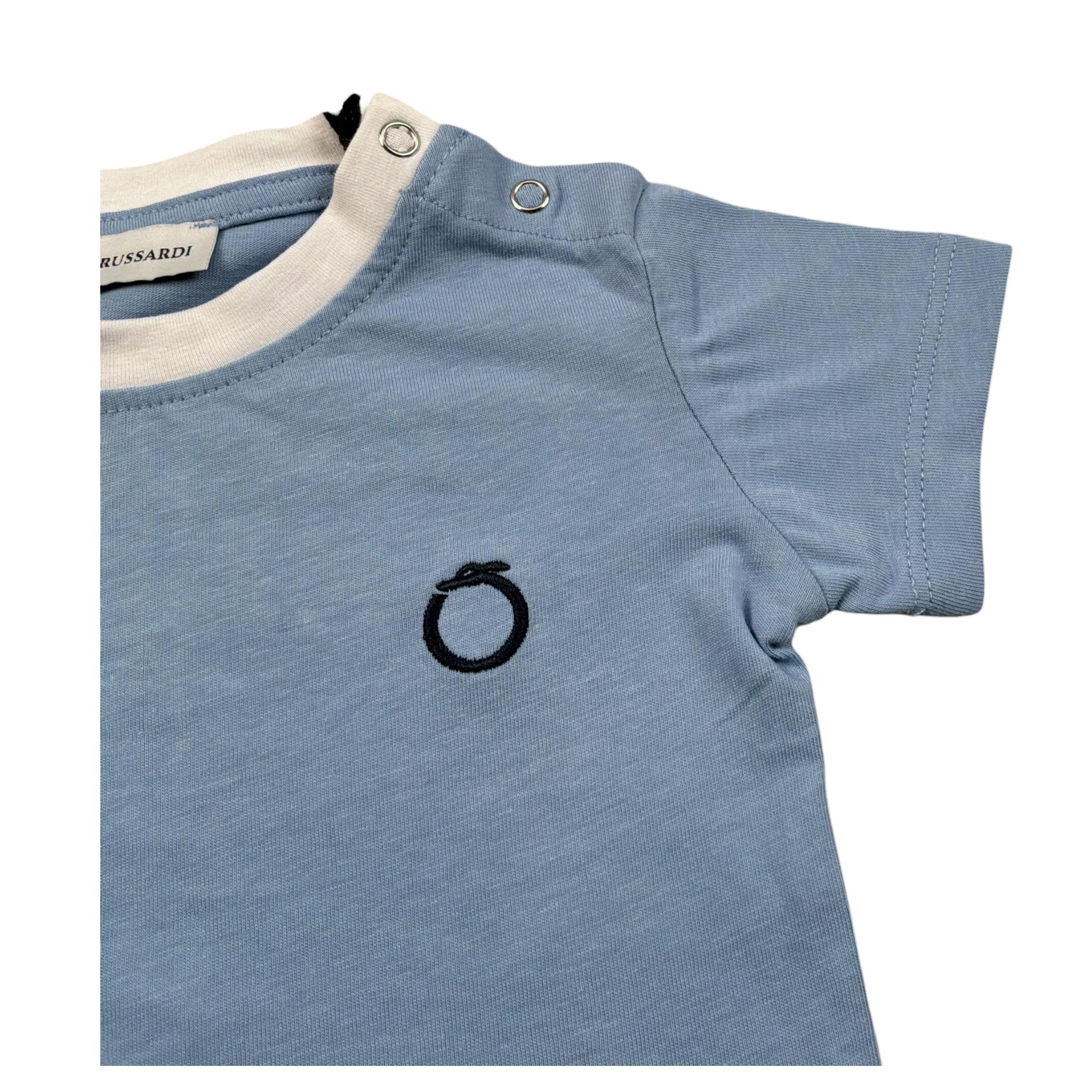 Trussardi T-Shirt Tinta Unita con Stampa per Neonato TIP25045TSX AZZURRO TRUSSARDI 