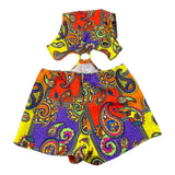 4Giveness Girls' Multicolored Printed Scoop Neck Short Jumpsuit