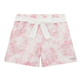 Guess Short Solid Color With Flower Embroidery And Belt White For Girls
