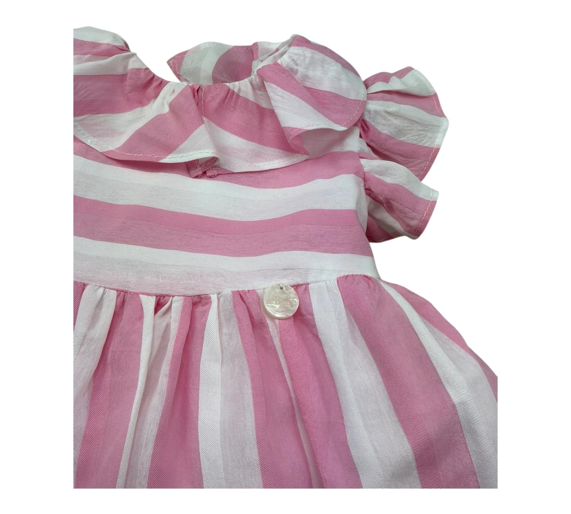 Le Bebe Abito Mezza Manica Fantasia A Righe per Neonata LBG6361 BIANCO/ROSA LE BEBE 