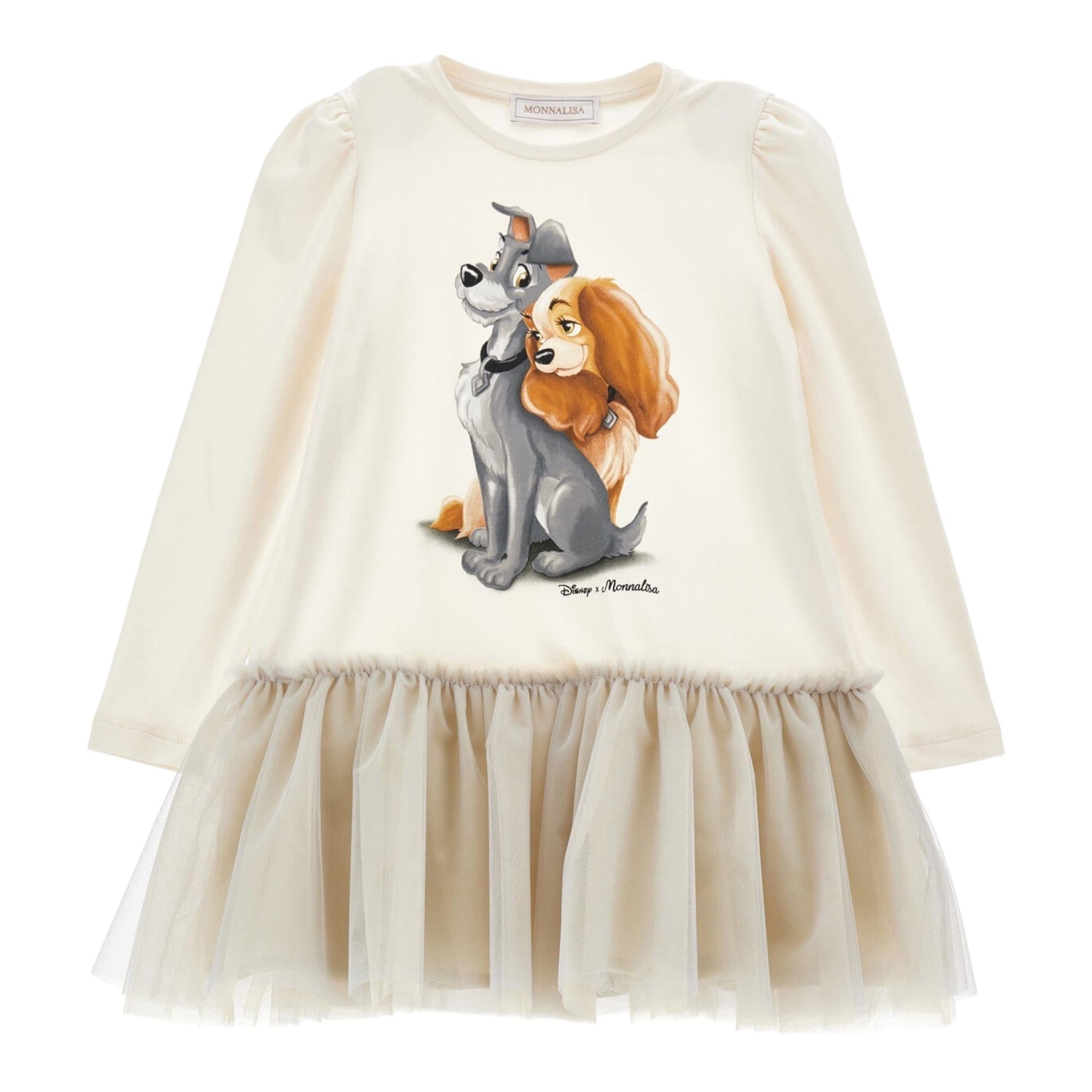 MONNALISA abito manica lunga tinta unita con stampa in contrasto Panna per Neonata 11D906NX PANNA MONNALISA 
