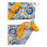 Miranda Costume 2Pcs Bandeau-Brief Solid Color with White Pattern for Girls