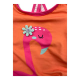 Losan One Piece Swimsuit Solid Color with Orange Print for Baby Girls