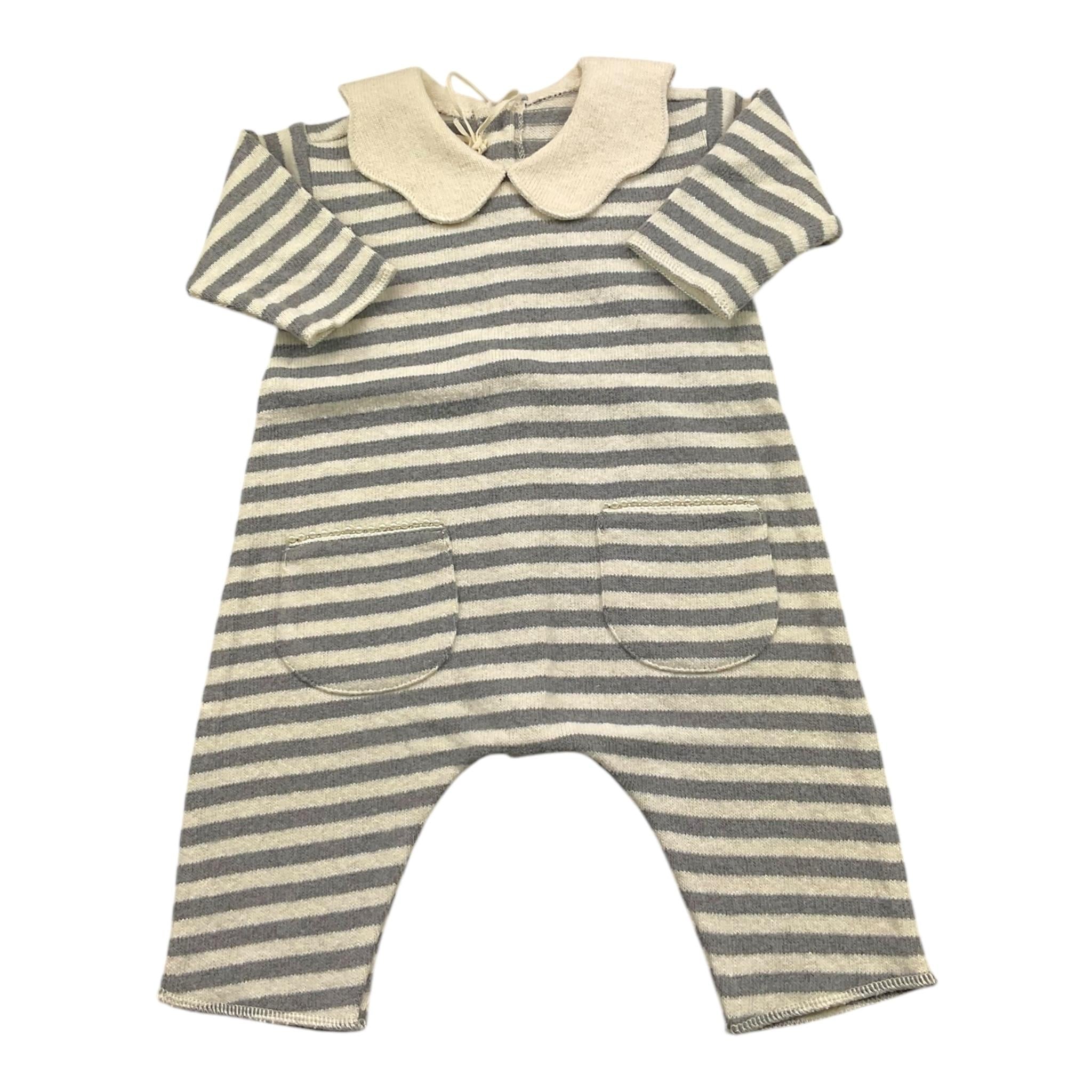 ZHOE & TOBIAH tutina bicolore con fantasia a righe Grigio/panna per Neonata KTT4 GRIGIO/PANNA ZHOE & TOBIAH 