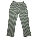 Paolo Pecora Solid Color Pants With Elastic Waist Green Striped Pattern For Boys