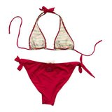 Sundek Bikini Set Solid Color With Triangle Pattern-Fuchsia Slip For Girls