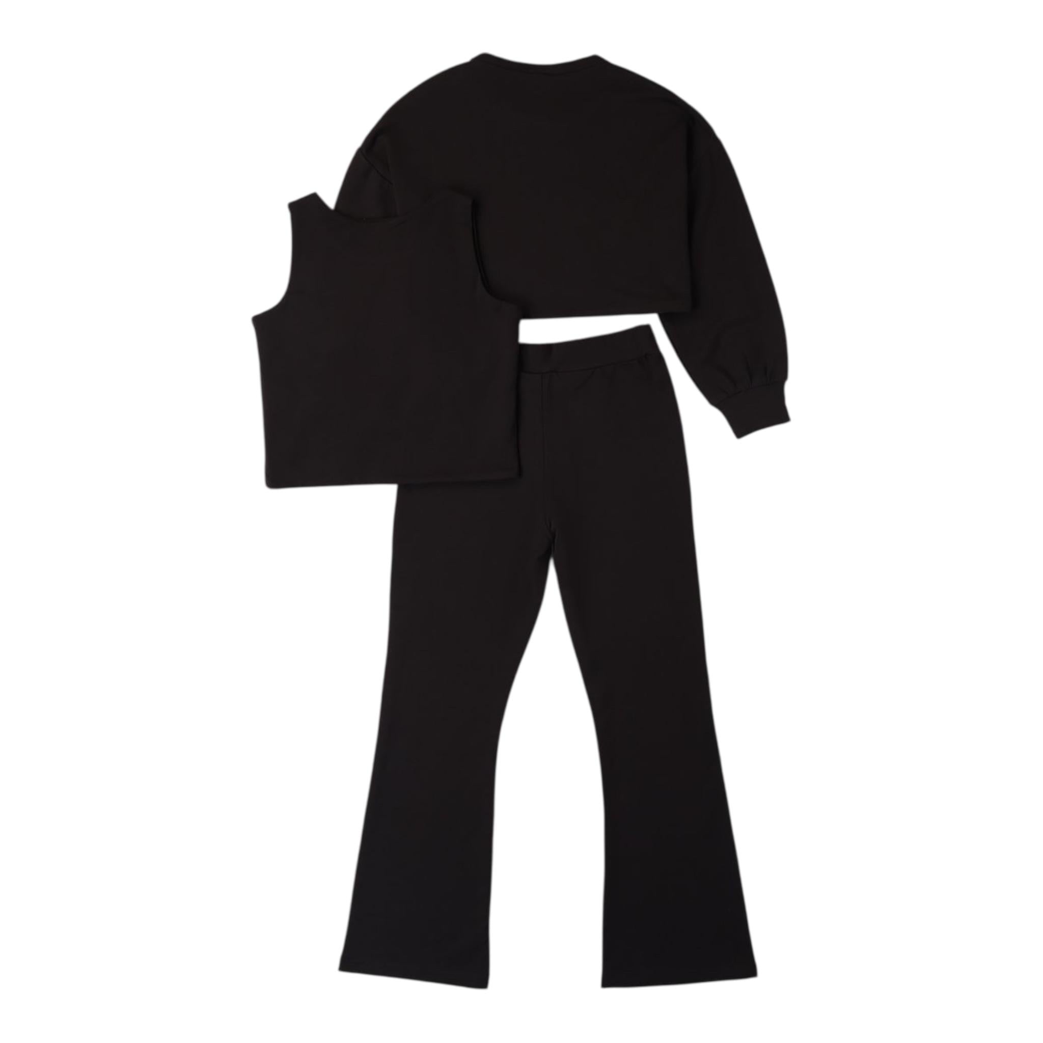 Sarabanda Completo 3 Pezzi Felpa-Pantalone-Top Tinta Unita per Bambina 0B400 NERO SARABANDA 