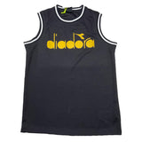 Diadora Solid Color Crew Neck Tank Top With Black Logo Print For Boys