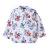 Sarabanda Long Sleeve Shirt Solid Color With Contrast Prints White For Boys