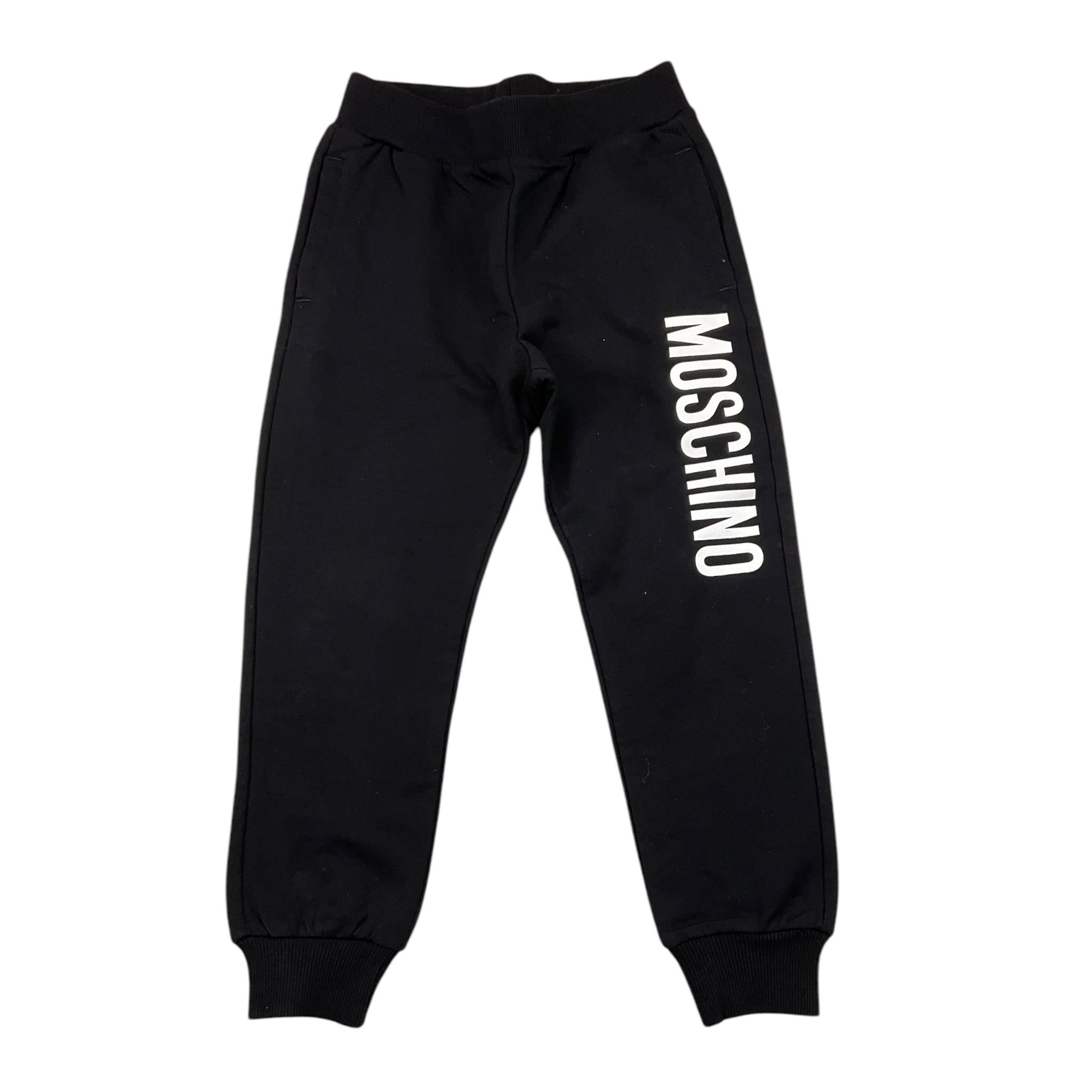 MOSCHINO pantalone tinta unita con logo Nero per Bambino HUP086 NERO MOSCHINO 