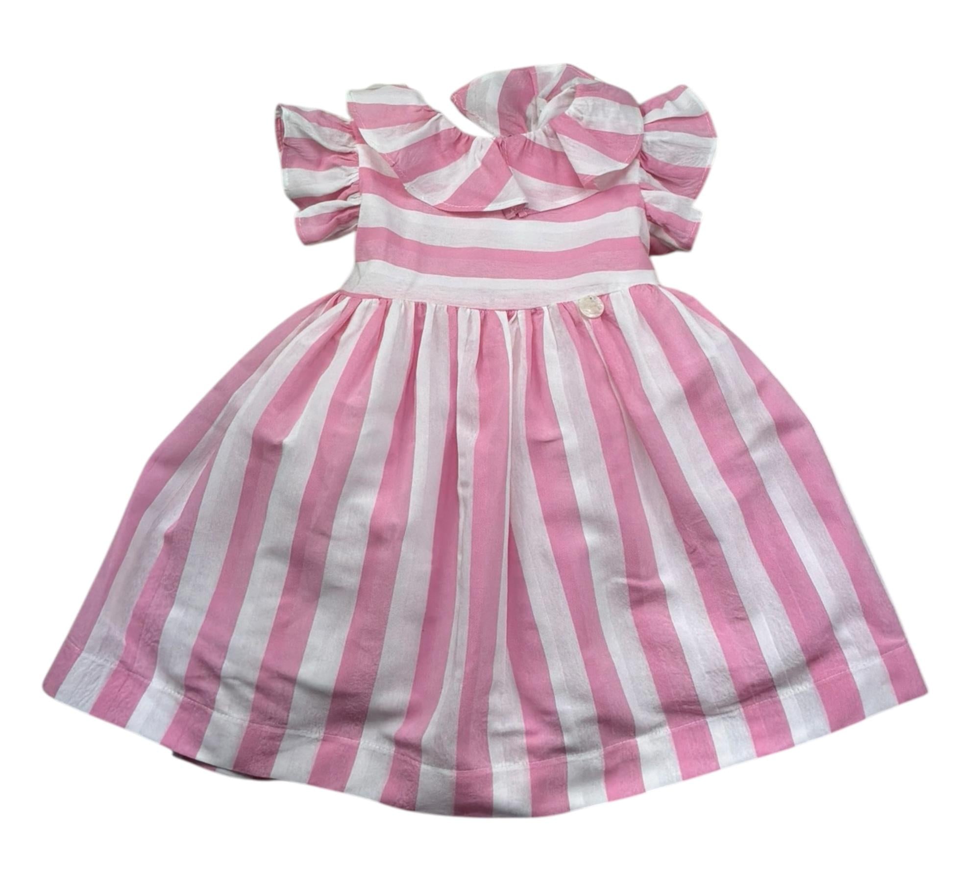 Le Bebe Abito Mezza Manica Fantasia A Righe per Neonata LBG6361 BIANCO/ROSA LE BEBE 