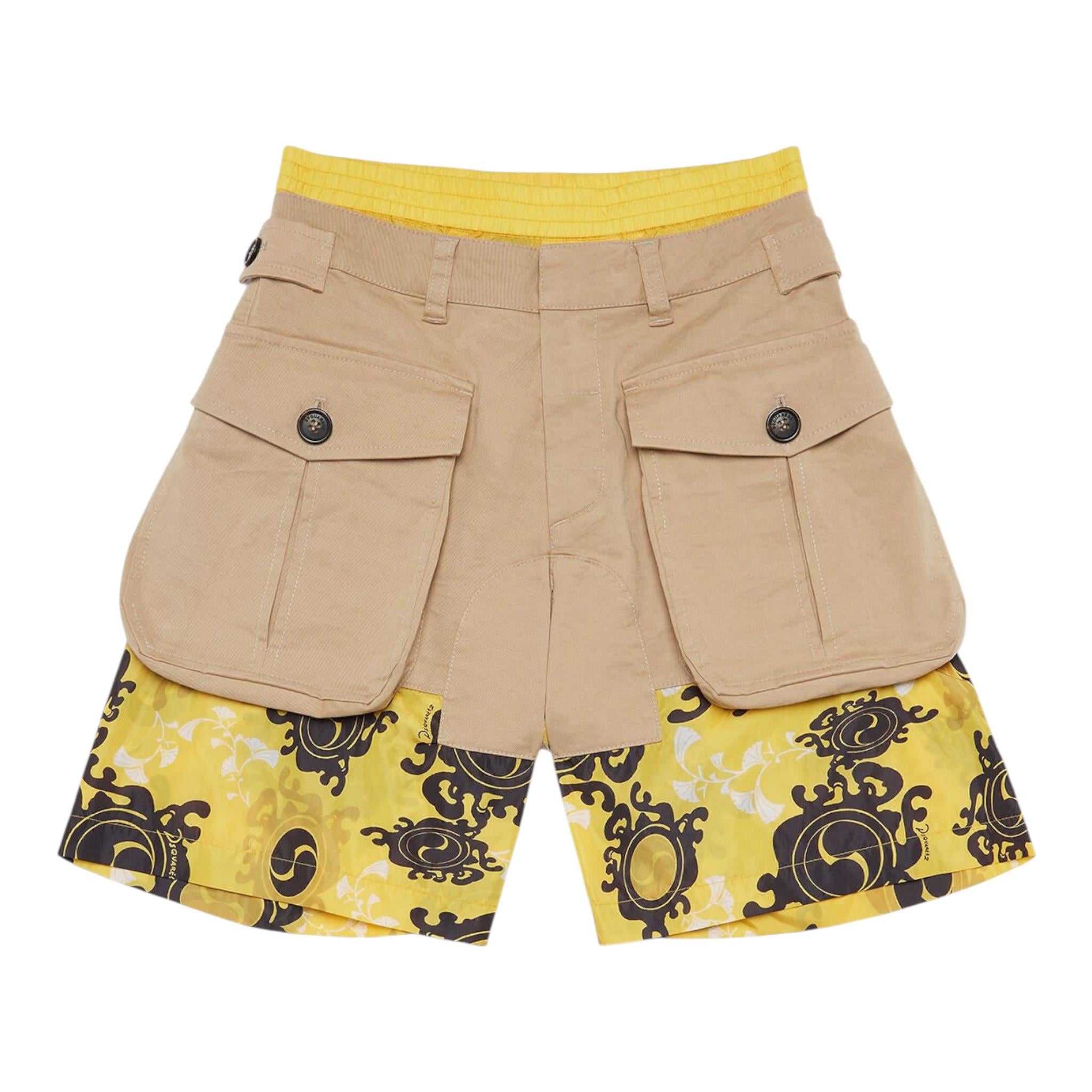 Dsquared2 Bermuda Tinta Unita con Finto Doppio Bermuda per Bambino DQ2280 BEIGE DSQUARED2 