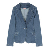 Liu Jo Blue Double Breasted Solid Color Denim Jacket For Girls
